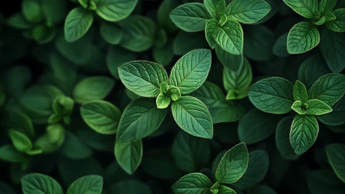 Top view of dense green foliage with layered leaves.