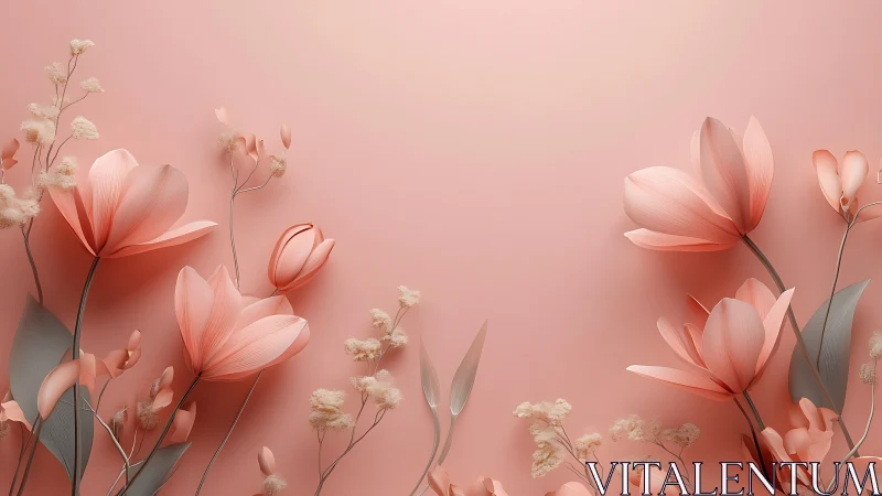 Delicate Pink Cosmos Blooming in Serene Garden Light