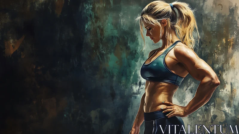 Athletic female profile rendered in high-contrast digital painting