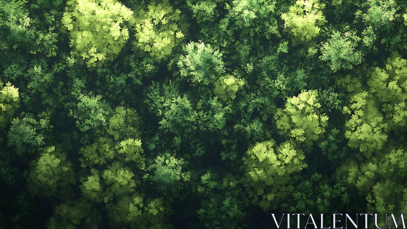 Dense Forest Canopy from Above with Varied Green Foliage