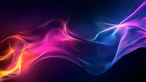 Abstract multicolor light waves on dark gradient background.