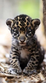 Meet this adorable baby jaguar cub looking directly at you