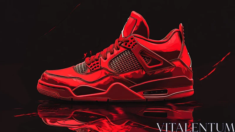 Electric red sneaker artwork showcases bold streetwear energy