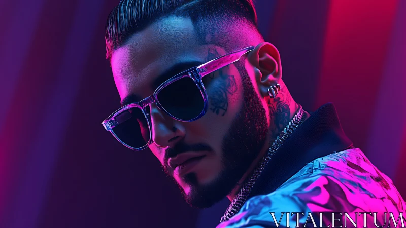 Neon-lit swagger in a bold urban portrait of cool confidence.