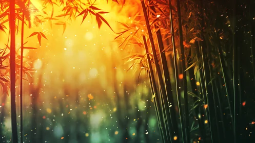 Fireflies trade secrets with glowing bamboo at dusk