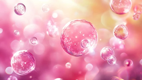 Chromatic refraction study of translucent pink fluid bubbles.