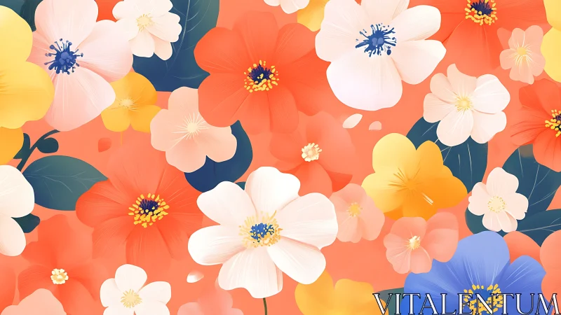 Vibrant Floral Composition with Layered Bloom Arrangement.