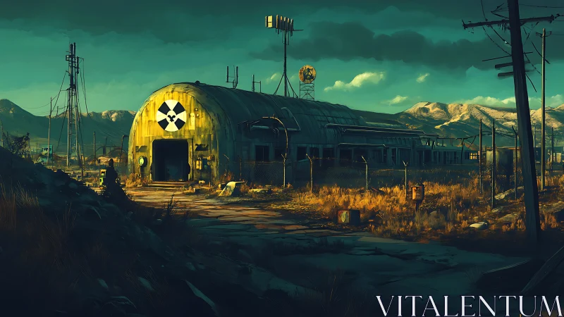 Quiet radioactive outpost waits under distant storm clouds