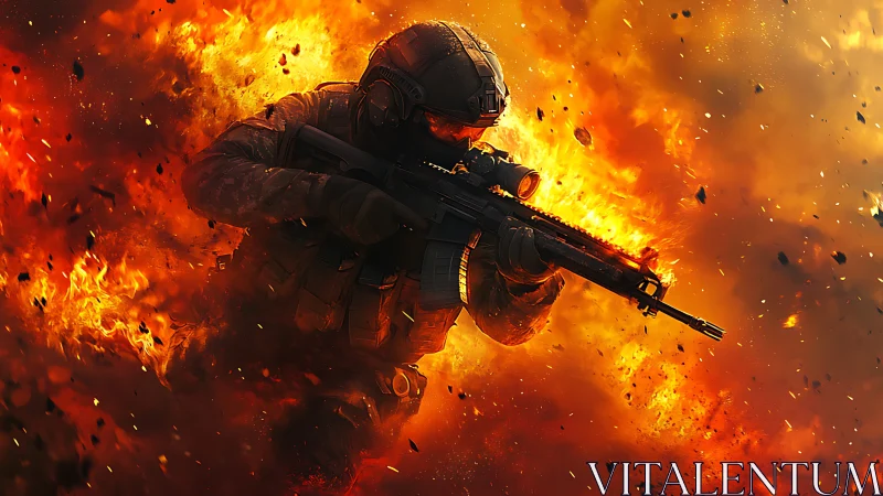 Tactical Operative in Incendiary Environment with Precision Weaponry.