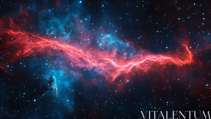 Ionized hydrogen filament in deep space nebular starfield band