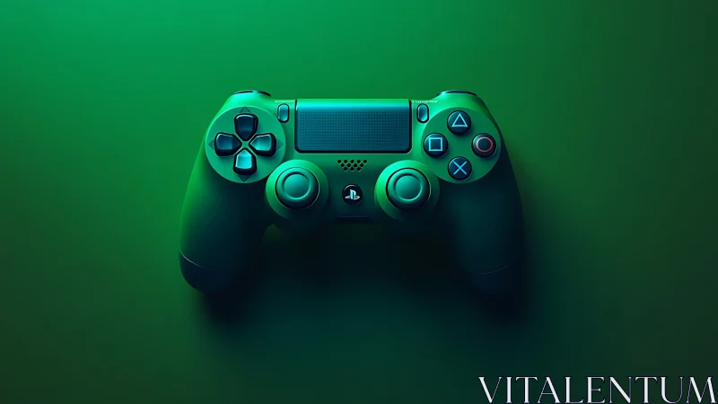 Neon Gaming Controller Against Verdant Background.