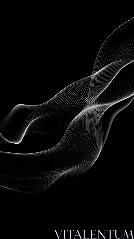 Monochrome linear waveforms on black digital background.