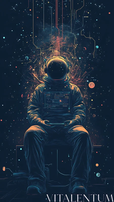 Cosmic coder astronaut quietly rewriting the starscape.