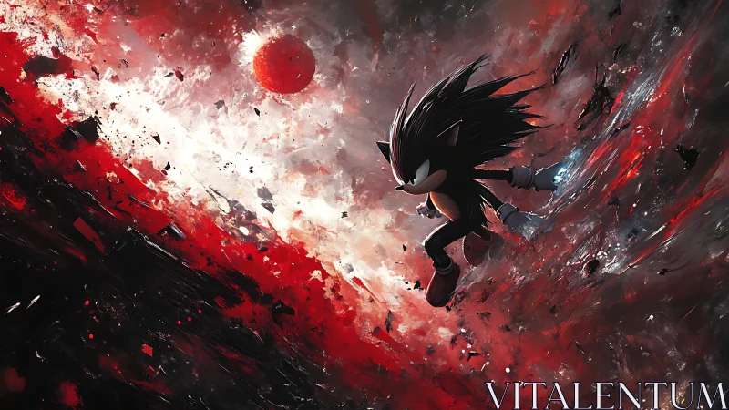 Heroic hedgehog dashes through a fiery cosmic storm.