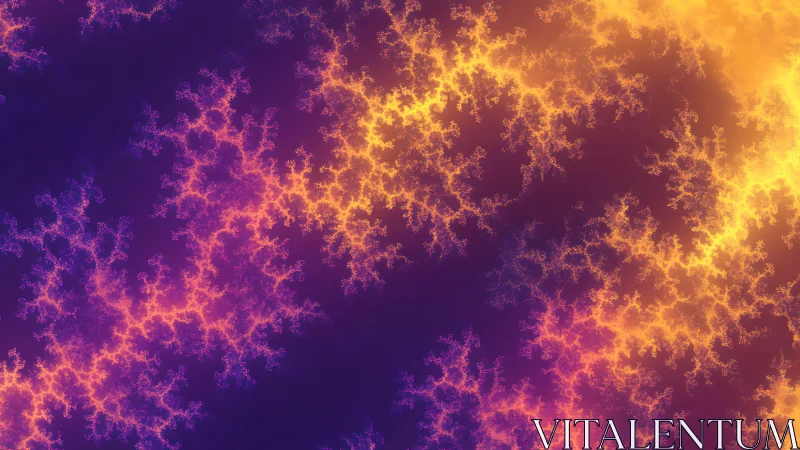 Fractal plasma network in radiant violet and solar gold fields.