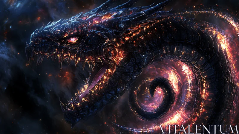 Cosmic ember serpent winding through the star-swept dark.