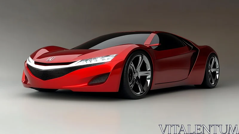 Red performance concept car rendered in studio lighting.
