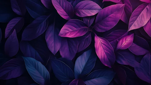 Purple and blue leaves form dense overlapping foliage pattern