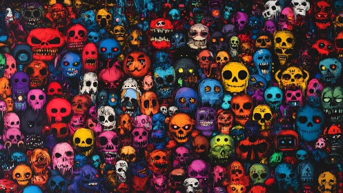 Neon skull swarm erupts in chaotic comic horror spectacle