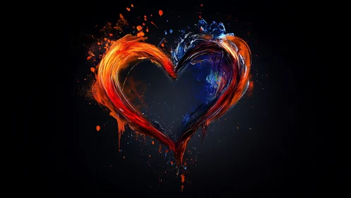 Fluid Dynamics Heart: Red and Blue Chromatic Opposition.