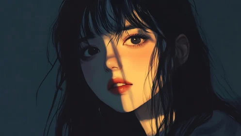 Soft sunset gaze through a quiet slice of shadowed light.