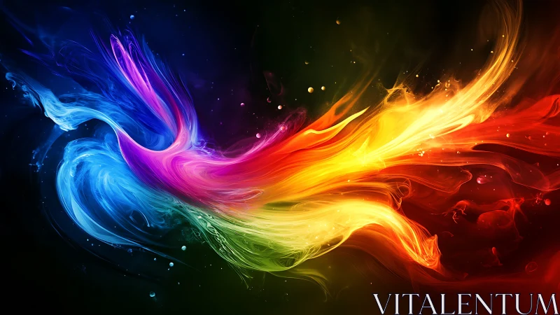 Colorful swirling energy painting with glowing rainbow light.