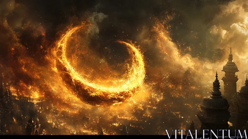 Fiery Dragon's Breathe Ignites Ancient Temple Spires