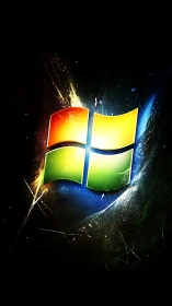 Windows-inspired quad panel logo explodes with neon energy