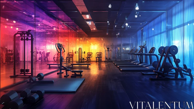 Colorful modern gym glowing with inspiring workout energy.