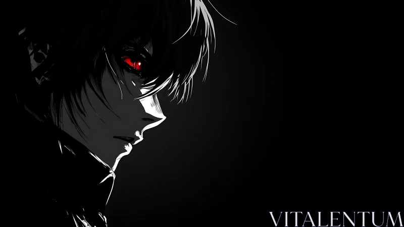 Red‑eyed shadow prince listens closely to the silent dark