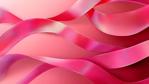 Curved pink ribbons flow across soft gradient red background