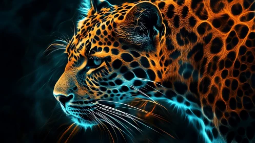 Neon Leopard Gaze with Fiery Orange Coat.