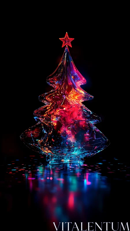 Radiant glass Christmas tree glows with joyful festive color