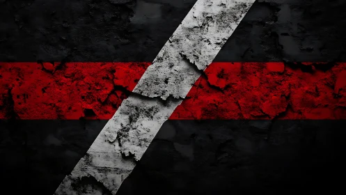 Worn red and white stripe pattern on deep textured black.