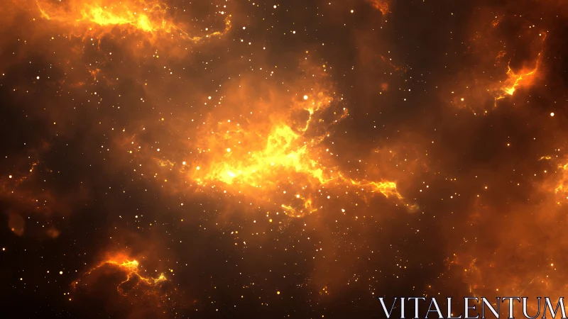 Fiery cosmic nebula glows in deep space with drifting stardust