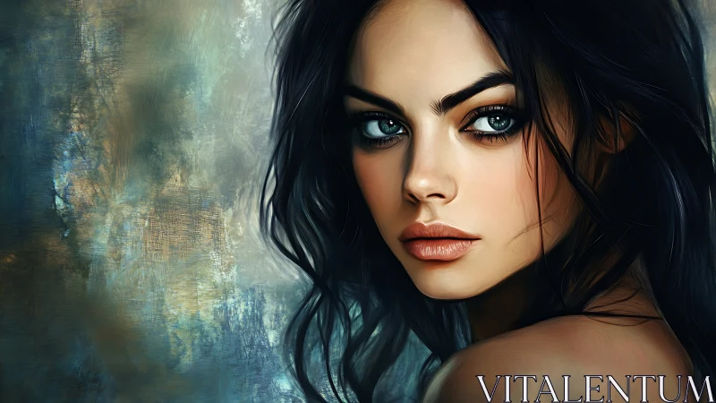 Mystic gaze of a midnight muse in painterly portrait.