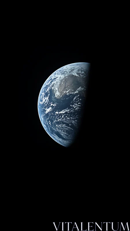 Half-Illuminated Earth Disc in Deep Space Framing.