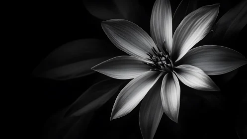 Monochrome Flower Against Black Background