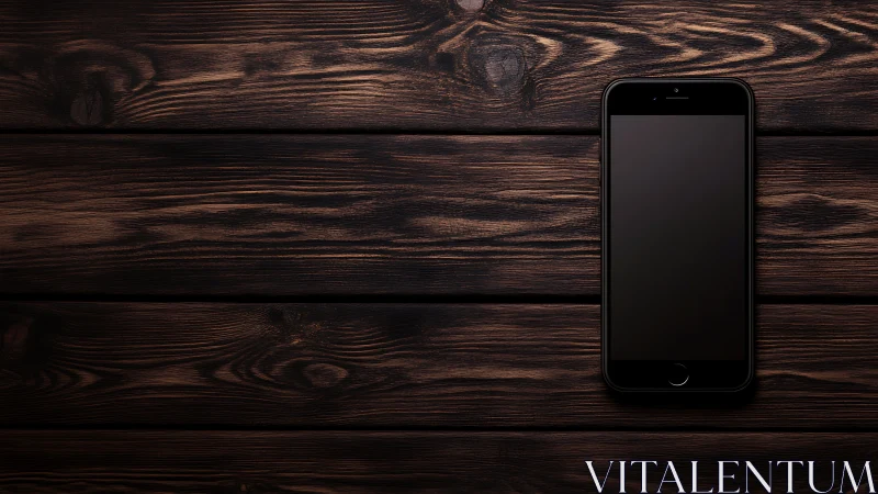 Midnight Device Rests on Weathered Timber Canvas.