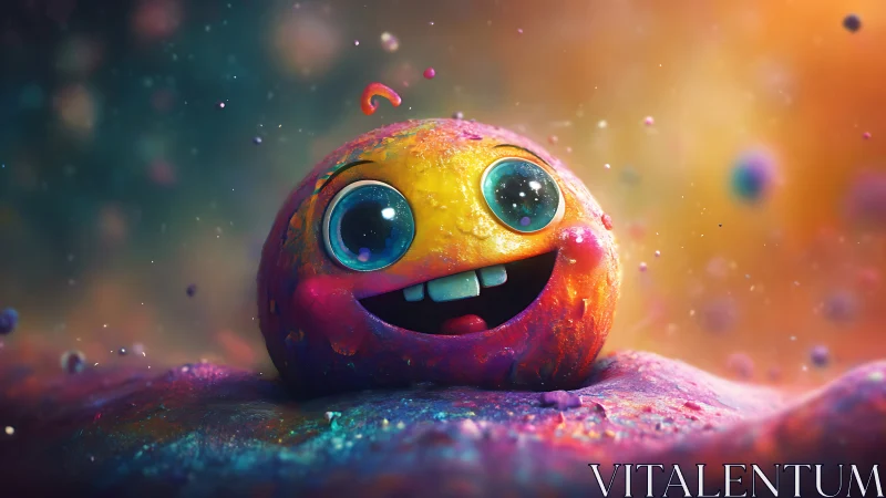 Spherical cartoon creature rendered with glossy subsurface scattering