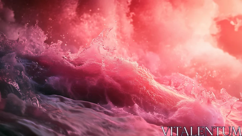 Crimson backlit surf captures turbulent liquid dynamics