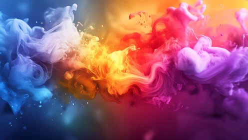 Color storms collide and braid light through drifting smoke