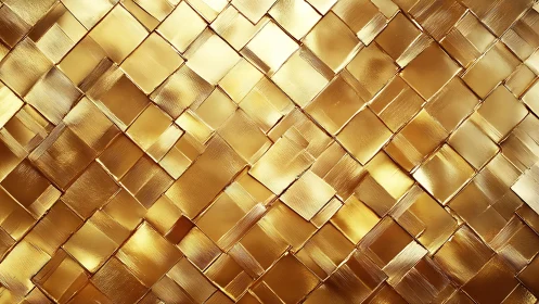 Luxurious gold metallic woven square pattern background design.