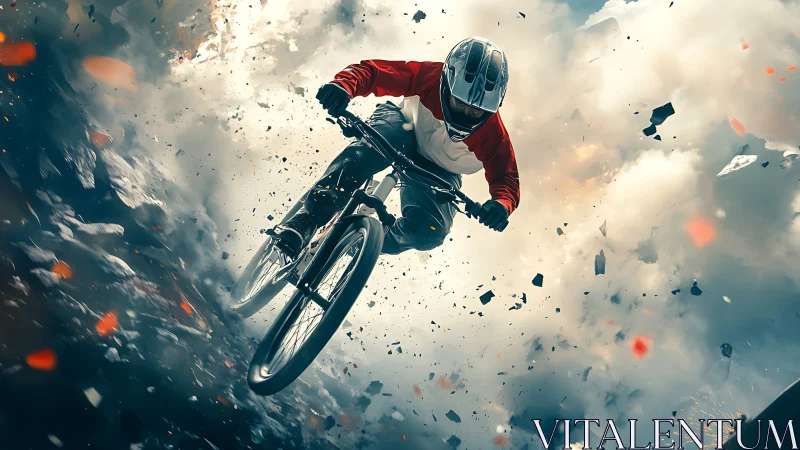 Gravity loses its grip to a fearless mountain biker’s dive