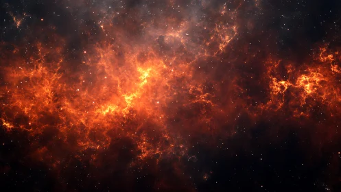 Solar firestorm nebula blazing across a star‑strewn void.