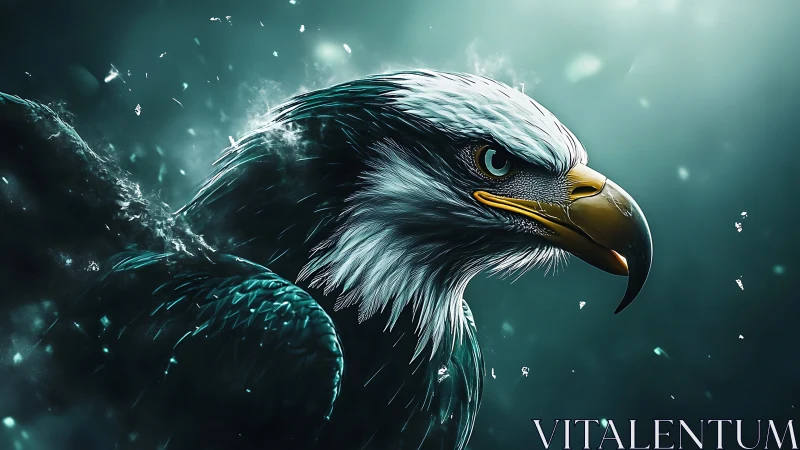 Majestic Bald Eagle Digital Art with Dramatic Lighting and Detail.