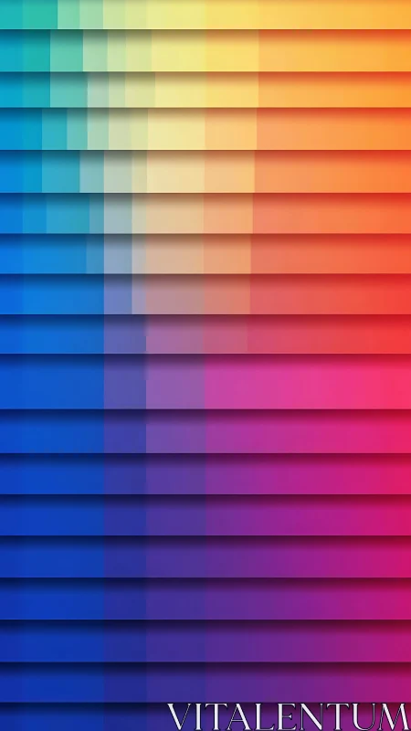Layered horizontal gradient panels blend cool to warm colors