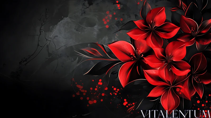 Vibrant Red Flowers Against Dark Textured Backdrop.