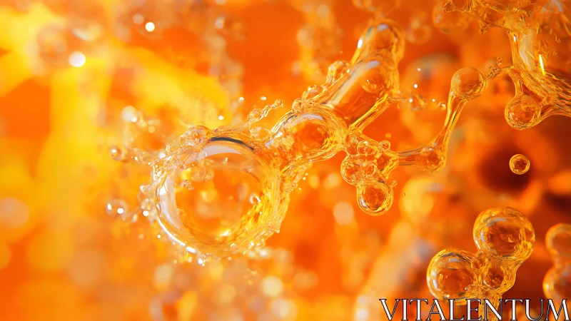 Orange liquid bubbles in dynamic macro splash scene.