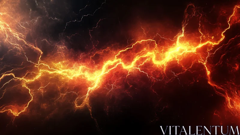 Electric Storm: Explosive Lightning Discharge Against Black.